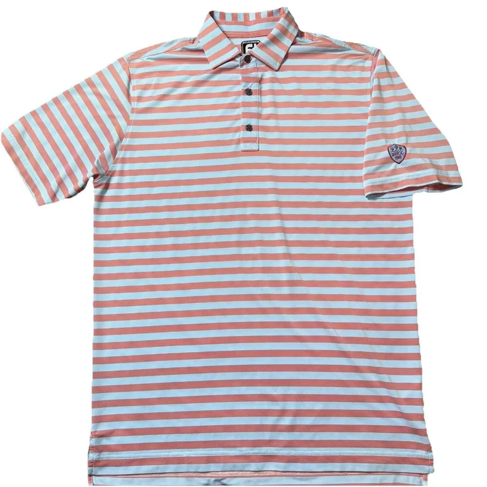Footjoy Polo Men Performance Golf Blue Hills Country Club KC Logo Sz‎ L (Read)